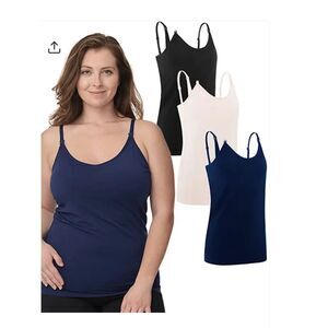 Under Control Maternity Nursing Cami Tank 3-Pack in Navy, Black & Cream size S